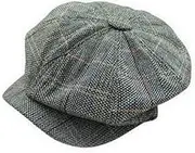 [YUANFEI] Men's Octagonal Hat Navy Plaid Spring Retro Newspaper Hat New Korean Painter Beret Blue