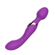 Full Body Personal Cordless USB Double Head 10 Modes Wand Massager Purple