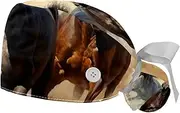 [YTYVAGT] 2-Pc,Gourd-Shaped Working Cap,Fisherman Hat with Buttons and Cotton Sweatband,Running Horse Prairie Animal
