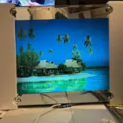 Vintage Light Up Motion Rippler Beach Mirror Picture Huts Palm Trees Wave Sounds