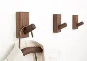 Wood Wall Hooks, Wooden Coat Hook Wall Mounted Hat Hooks, Decorative Coat Rack Hooks, Natural Handmade Wooden Wall Hanger for Hanging Backpack, Towel, Hats, Bag, Rope(Black Walnut)