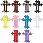 20 Pieces Cross Patches Iron On Embroidered Patch Vintage Cross Applique Decorative Personalized Sew On Patches for Clothes DIY Jackets Shirts Hats Backpacks Jeans (Multicolor)