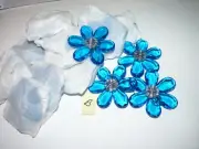 40 Czech Glass Flowers, Chandelier Parts, Art Projects, Suncatchers, Dark Blue