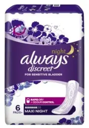 Always Discreet Incontinence Pads 6pk - Maxi Night Neutralise Odour