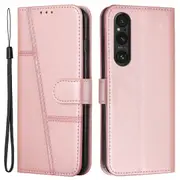 For Sony Xperia 1 V Case Wallet Stand Calf Texture Phone Leather Cover