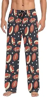 [WOIWB] Men’s Pajama Pants Rugby Football Pattern Lounge Pants with Pockets Drawstring Elastic Band Small