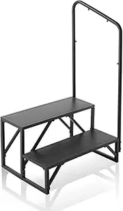 [VEVOR] RV Steps, 2-Step RV Stairs, 440 LBS Load Capacity, Thickened Carbon Steel, with Handrail, Non-Slip Steps for Safe Entry and Exit, Suit for RV, Trailer, Camper Steps