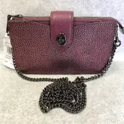 Coach Metallic Turnlock Crossbody 38934 BERRY Chain Clutch NEW $175