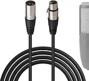 Geekria for Creators XLR Male to XLR Female Microphone Cable 10FT / 3M, Compatible with AKG P120, C214, P220, C414 XLS, C414 XLII, 170, P420, C 451 B, D5S, D7, Balanced Mic Cord (Black)