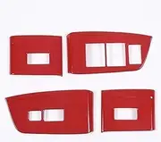 Power window switch ABS Car Glass Lift Button Decorative Frame Sticker Car Interior Accessories For Pilot 2015-2022 (Color : Red)