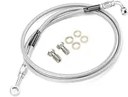 Mofun Extended Length Hydraulic Front Brake Line Kit Stainless Steel For 16"-18" Handlebar Non-ABS Compatible with Harley Sportster XL 883 1200 1988-2003, Chrome, 50"