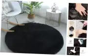 Round Area Rug, Soft Bedroom Circle Rugs, Fluffy Circle Rug, Fluffy 5x5 Black