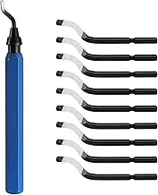 Swivel Head Deburring Tool, Deburring Tool with 10 blades,Removing Burr tool for Aluminum,Copper,Brass,Plastics with Aliminum Handle