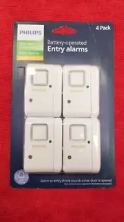 PHILIPS 4-Pack WIRELESS WINDOW DOOR ALARM Indoor Home Security MAGNETIC SENSOR