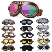 Retro Motorcycle Goggles Aviator Pilot Vintage Flying Eyewear Glasses Helmet UTV