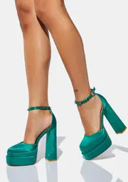 [AZALEA WANG] Green Penelope Platform Heels