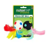 Polka Dot Ball with Feather for Cat Toy 2pk