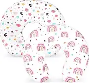 Pea Pod 2 Pack Nursing Pillow Cover for Baby Girls, with Colorfast Rainbow Pattern, Ultra Soft and Comfortable
