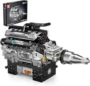 [Mould King] V12 Engine Building Blocks Sets, 10205 Car Engine Model Kit That Run, Build Your Own STEM Engine, 12-Cylinder Engine Building Toys for Kids and Adults, 733 PCS