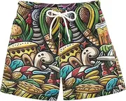 [RPLIFE] Cartoon Doodles of Australia Boy Swim Shorts, Anti-Chafe Swim Trunks Boys 2T