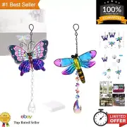 2PCS Crystal Suncatcher - Dragonfly & Butterfly Prism Hanging for Home & Garden