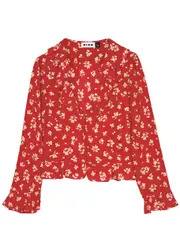 Rixo Amaya Printed Silk Blouse - Red - Xxs (UK 6 / Xxs) XXS (UK 6 / XXS)