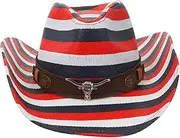 [WOFASHPURET] Western Cowboy Straw Hat Straw Hat for Men Hats Cowboy Costumes Cowboy Hat Sombrero Western Hat Cosplay Hat Performance Costume Accessory Summer Sun Hat Costume Men Hat for Women