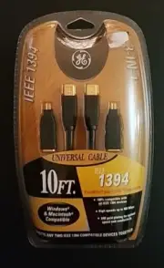 GE FIREWIRE 10' UNIVERSAL CABLE IEEE 1394 3-IN-1 NEW IN SEALED PACKAGE 24 K GOLD