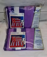 VTG 90s Burlington Purple White Dream Stripe line Flat & fitted Sheet Never iron