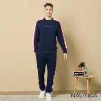 在飛比找momo購物網優惠-【NAUTICA】男裝 品牌LOGO刷毛運動長褲(藍)