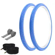 PRO+ Bicycle 26" x 1.50" All Blue Slick TREAD (2) 26" Tires,Tubes,Strips