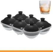 Samuelworld Large Ice Ball Maker with Lid, 6 x 2.5 Inch 6 Sphere, Black