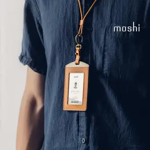 moshi Dual-sided ID Badge Holder可調式雙面感應皮革證件套/ 焦糖棕