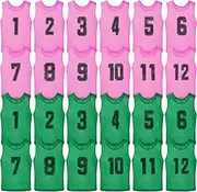 Vabean 24 Pack Nylon Mesh Scrimmage Team Practice Vests Pinnies Jerseys Train Vest for Adult Sport Basketball Soccer Football