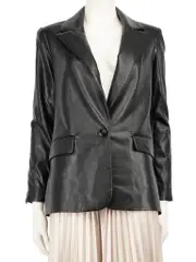 Black Vegan Leather Blazer