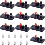 Swpeet 20Pcs E10 Miniature Bulb Holder with E10 White Bulb Kit,Perfect for Physics Laboratory, School Electronic Experimenting, Teaching Basic Principles of Electricity & How a Simple Circuit Works