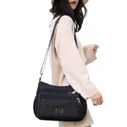 Women Shoulder Handbag Roomy Multiple Pockets Bag Ladies Crossbody Purse-Black