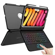 Keyboard Case for iPad Mini 7 & Mini 6,7 Color Backlit Trackpad Keyboard Black