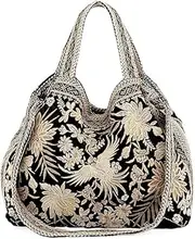 [Johnny Was] Othilia Black Velvet Cream White Lace Velvet Bag Handbag Purse New, Black White, Large