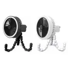 3 Gear Mini Portable Octopus Shape USB Fan with Light Flexible Tripod Desk Fan