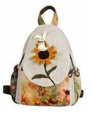 Boho and Hippie Small Canvas Backpack Purse for Women - Convertible Brown B