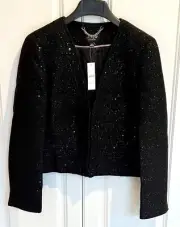 NWT J Crew Collection size 12 black sequined Chariot lady jacket blazer BM560