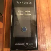 Van Heusen Cufflinks & Tie Tack box Set NWT Silver