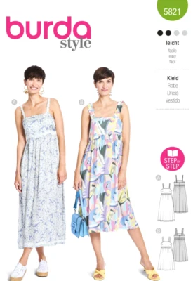Burda 5821 Misses Dress Sewing Pattern Sizes 8-18 New! Great Summer Dress !!!
