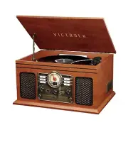 Victrola 6-in-1 Nostalgic Record Player 3-Speed Turntable With CD & Cassette