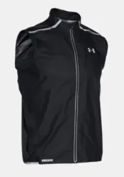 UNDER ARMOUR UA WindStopper Black Full Zip Reflective Running Vest Jacket Mens S