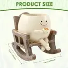 Resin Smile Face Planter with Drainage Hole Unique Rocking Chair Plant Pot faVUX