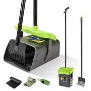 Pooper Scooper Swivel Bin & Rake Kit Set of 2 for Large Medium Small Dogs wit...
