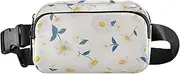 [GuoChe] Trendy Fanny Waist Pack Women Men Chrysanthemums Flowers Cute Small Cross Body Bag Belt Pack with Adjustable Strap for Cycling Hiking Gym, chrysanthemums flowers16, 8" x 5.3" x 2.3", Retro