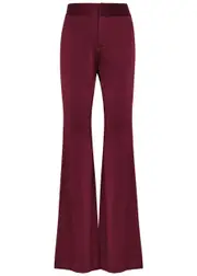 Alice + Olivia Deanna Bootcut Satin Trousers - Bordeaux - 12 (UK 16 / XL) 12 (UK 16 / XL)